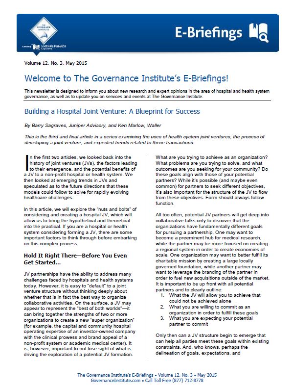 Building A Hospital Joint Venture: A Blueprint For Success - Juniper ...